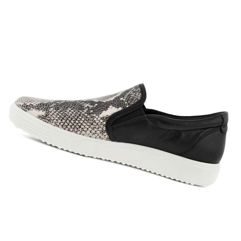 Women's Ecco Soft 7 Street Slip On Casual Shoes Black / Grey | USA 79SGL